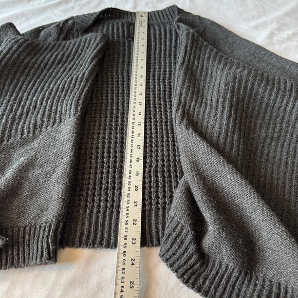 Aeropostale Long Sleeve Chunky Knit Open Front‎ Draped Cardigan Charcoal Medium - Picture 10 of 12
